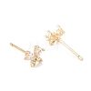 Brass Micro Pave Clear Cubic Zirconia Stud Earrings KK-D063-14G-2