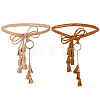 2Pcs 2 Colors Bohemian Imitation Leather Tassel with Alloy Ring Waist Chain Belts for Women AJEW-CL0005-22A-7