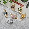 Brass Cubic Zirconia Kitten Pendants ZIRC-P016-M-6