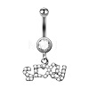 316L Surgical Stainless Steel Rhinestone Word Sexy Dangle Bell Rings WGB0917-01-4