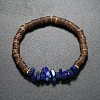 Natural Lapis Lazuli Chips & Coconut Disc Beaded Stretch Bracelets PW-WG68238-02-1
