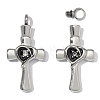 304 Stainless Steel with Black Enamel & Crystal Rhinestone Pendants SA-OY003-59P-1