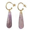 Natural Green Aventurine/Rose Quartz/Amethyst/Agate/Tiger Eye Dangle Earrings EJEW-JE07331-4