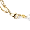 Round Shell Pearl & Brass Chain Flower Pendant Necklaces NJEW-JN04963-5