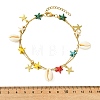 2Pcs 2 Styles Ocean Dyed Synthetic Turquoise Starfish Link Chain Anklets AJEW-AN00818-4
