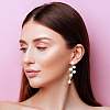 1 Pair ABS Plastic Imitation Pearl Beaded Leafy Branch Dangle Stud Earrings EJEW-AN0001-51-4