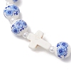Imitated Pearl Acrylic & Handmade Porcelain & Synthetic Turquoise Beads Bracelets BJEW-JB13229-3