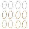  6 Pairs 6 Style 304 Titanium Steel Flattened Big Hoop Earrings for Women STAS-TA0001-89-9