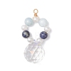3Pcs 3 Styles Round Natural Amethyst & Dyed Quartz & Rose Quartz & Green Aventurine & Lapis Lazuli & Citrine Round Beaded Big Pendants PALLOY-JF04720-2