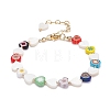 Colorful Heart Flower Beaded Bracelet for Girl Women X1-BJEW-TA00030-1