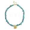 Ocean Brass Sea Animals Pendant Synthetic Turquoise Chip Beaded Necklaces for Women NJEW-JN06424-02-2