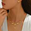Brass Micro Pave Clear Cubic Zirconia Hollow Fan Double Layer Pendant Necklace & Stud Earrings Set for Women KI7440-3
