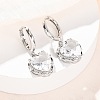 Valentine's Day Heart Brass & Glass Hoop Earrings EJEW-Z164-23P-03-1