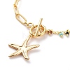Brass Starfish Charm Bracelets BJEW-JB05807-01-4