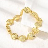 Summer Beach Brass Micro Pave Clear Cubic Zirconia Shell Shape Link Chain Bracelets LS-BJEW-C118-02B-G-4