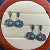 Synthetic Turquoise Dangle Stud Earrings EJEW-C178-01C-2