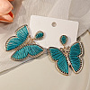 Bohemian Ethnic Style Alloy Frame Cotton Thread Woven Butterfly Stud Dangle Earrings for Women  FG8172-2-1