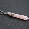Natural Rose Quartz Faceted Bullet Point Pendant Necklaces FS-WG32EE9-05-1