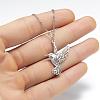 201 Stainless Steel Laser Cut Bird Pendant Necklaces for Women FS-WG55B1A-02-2