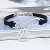 Infinity & Paw Print & Word Love Alloy with Suede Cord Charm Bracelets FS-WG0006A-06-1