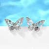 Butterfly Brass Micro Pave Cubic Zirconia Ear Studs EJEW-D304-34P-4