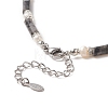 Natural Larvikite & Pearl & Crystal Rhinestone Beaded Necklace for Women NJEW-JN04209-05-4