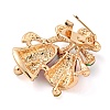 Christmas Theme Golden Zinc Alloy with Rhinestone Brooches JEWB-B018-01G-08-2