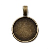 Flat Round Alloy Pendant Cabochon Settings PALLOY-N0088-28AB-NF-1