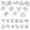 12Pcs 12 Styles Twelve Constellations Brass Micro Pave Clear Cubic Zirconia Pendants KK-TA0008-96P-1