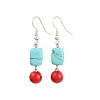 Brass Synthetic Turquoise Dangle Earrings EJEW-JE06589-01-2