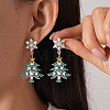 Christmas Tree with Snowflake Alloy Rhinestone Dangle Stud Earrings FS-WGD6521-05-2