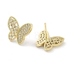 Brass Micro Pave Clear Cubic Zirconia Studs Earring for Women EJEW-S217-C01-2
