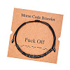 Synthetic Non-magnetic Hematite & Wood Beads Morse Code Bracelets WGB6EC0-03-1