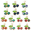 28Pcs 7 Colors Crackle Glass Pendants PALLOY-TAC0183-2