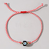 Adjustable Glass Evil Eye Braided Bead Bracelets for Men and Women PI2315-8-1
