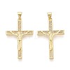 Religion Brass Micro Pave Clear Cubic Zirconia Pendants KK-T080-39G-1