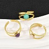 316 Stainless Steel with Natural Mixed Gemstone Cuff Rings RJEW-Z098-01G-11-2