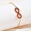 304 Stainless Steel Rhinestone Infinity Link Bracelets SA-CBA5F76-02G-3