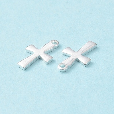 304 Stainless Steel Tiny Cross Charms STAS-L234-077S-1