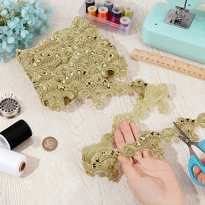 5Yards Polyester Flower Lace Ribbon OCOR-NB0002-82C-1