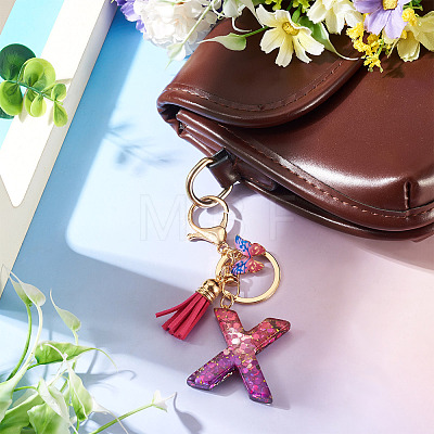 Alloy Resin Butterfly Keychains KEYC-TADJ0002-02G-X-1