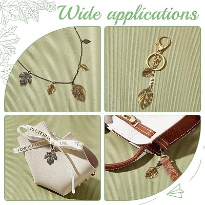 20Pcs 4 Styles Tibetan Style Alloy Leaf Pendants TIBEP-YW0002-39-1