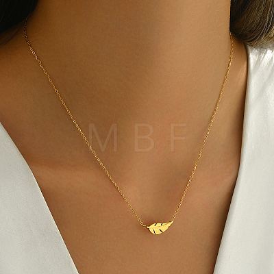 Stainless Steel Feather Pendant Necklaces for Women SH3868-1