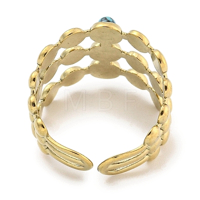 Ion Plating(IP) 304 Stainless Steel Synthetic Turquoise Cuff Rings G-Z056-05G-03-1