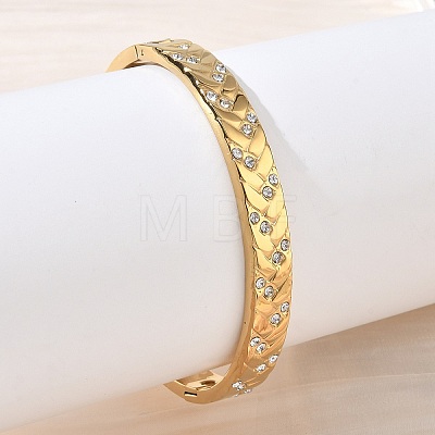 304 Stainless Steel & Rhinestone Hinged Bangles for Women BJEW-Z178-07G-1