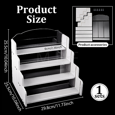 4-layer Acrylic and Wood Display Risers for Display Cards ODIS-WH0030-309-1