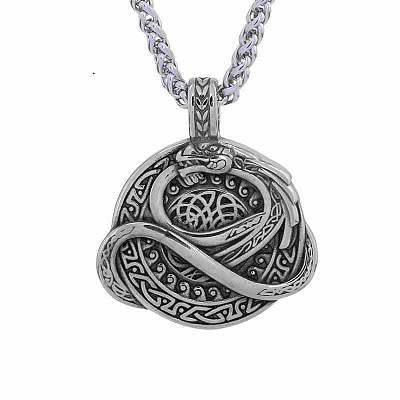 Vintage Alloy Viking Coil Dragon Pendant Necklaces for Men WG3CB88-02-1