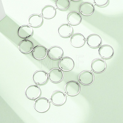 304 Stainless Steel 14MM Ring Link Chain Necklaces NJEW-P343-01D-P-1