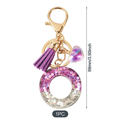Alloy Resin Heart Keychains KEYC-TADJ0002-01G-O-1