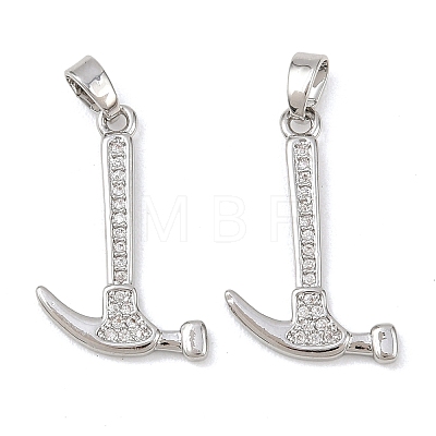 Brass Micro Pave Clear Cubic Zirconia Pendants KK-G549-16B-P-1